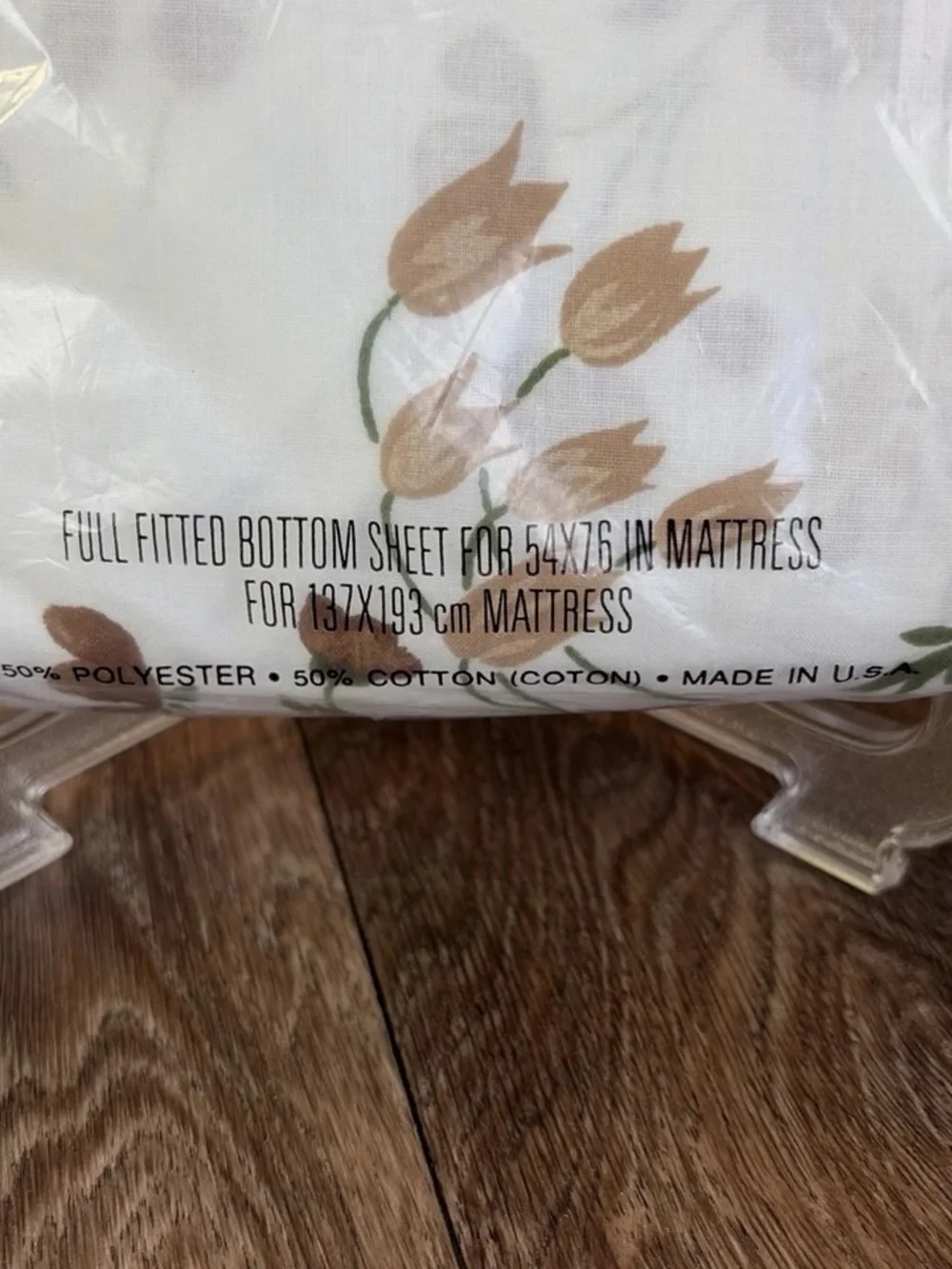 NOS Cannon Monticello Floral Sheet Set FULL Flat & Fitted Whispering Flowers Vtg